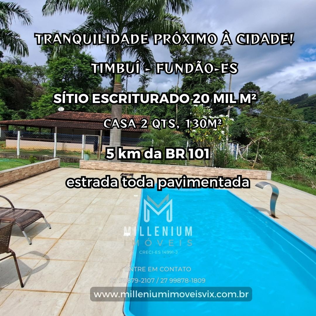 Sítio / Chácara para Venda - Fundão, TIMBUÍ, 2 dormitórios, 1 banheiro, 2 vagas