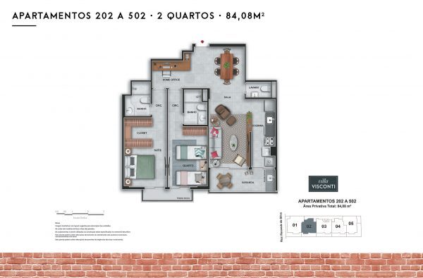 Planta 03 - 2 dorm 84 08m
