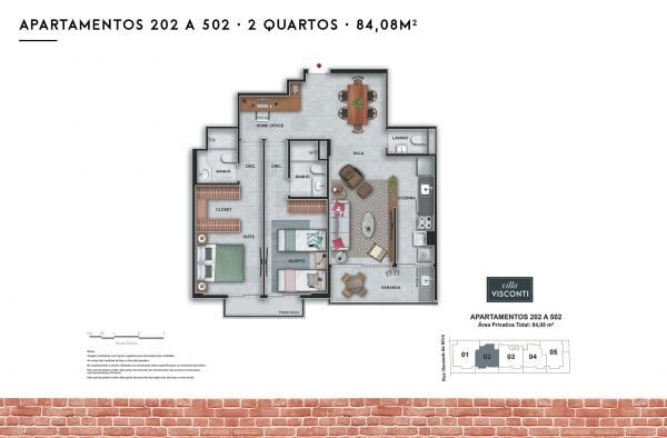 Planta 03 - 2 dorm 84 08m