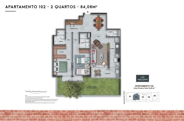 Planta 04 - 2 dorm 84 08m - garden