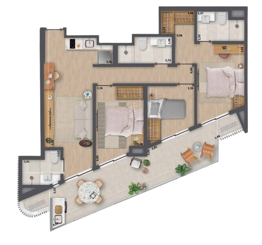 Planta 07 - 3 dorm 92,11m
