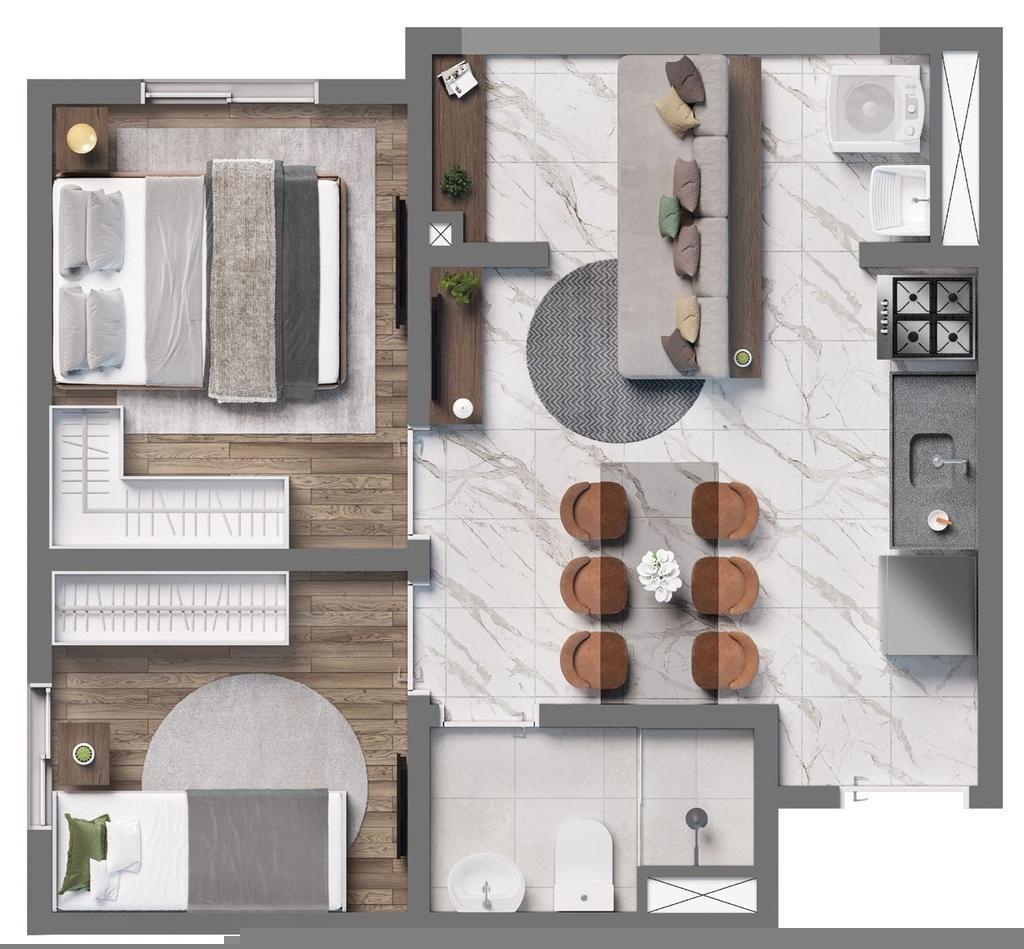 Planta 04 - 2 dorm 36,71m