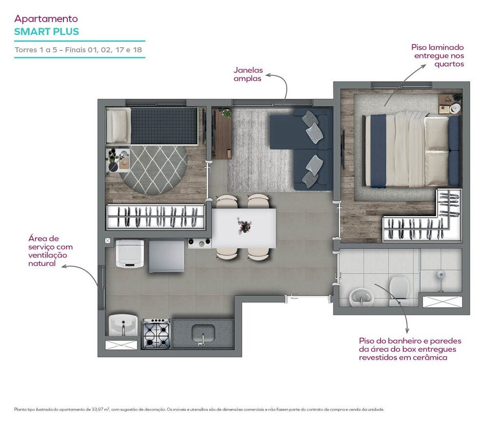 Planta 05 - 2 dorm 33,97m