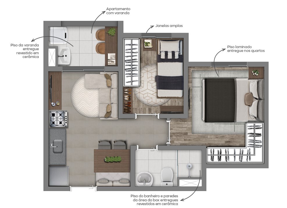 Planta 04 - 2 dorm 34,59m