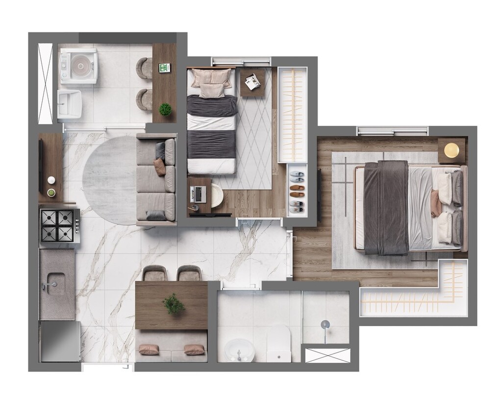 Planta 04 - 2 dorm 33,95m