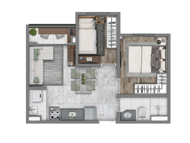 Planta 02 - 2 dorm 35m