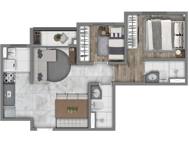Planta 07 - 2 dorm 49m
