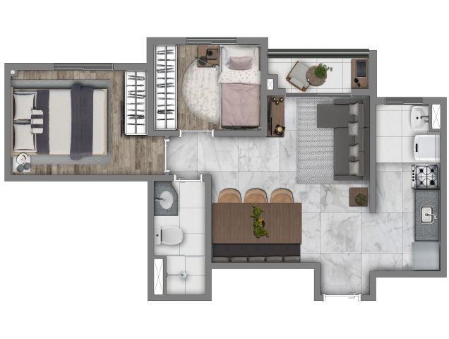 Planta 03 - 2 dorm 45m