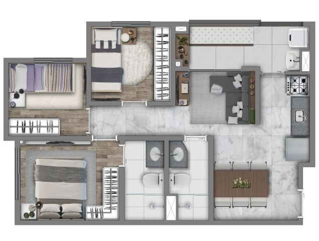 Planta 08 - 3 dorm - 55m