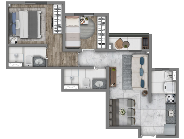 Planta 05 - 2 dorm 49m
