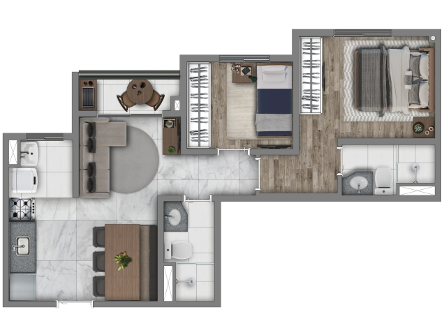 Planta 04 - 2 dorm 49m