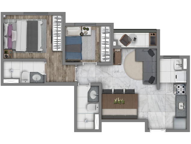 Planta 06 - 2 dorm 49m