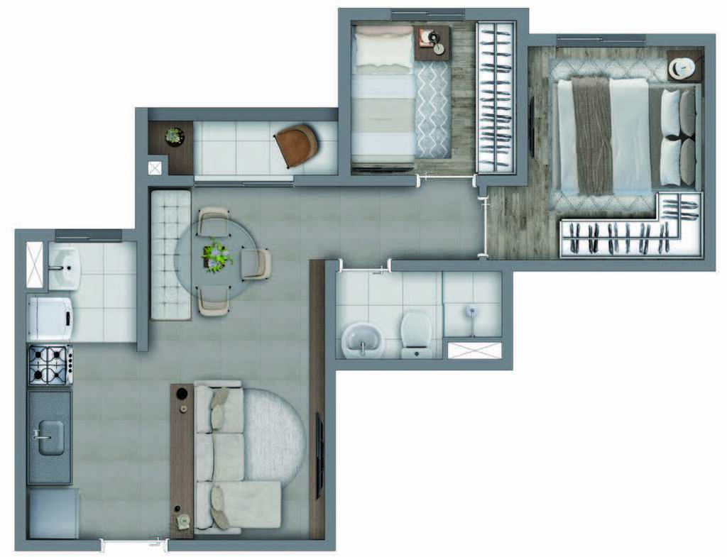 Planta 05 - 2 dorm 42,62m