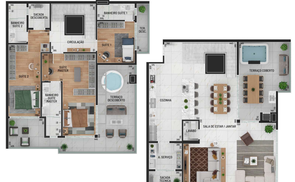 Planta 21 - 3 dorm 229 80m - cobertura duplex