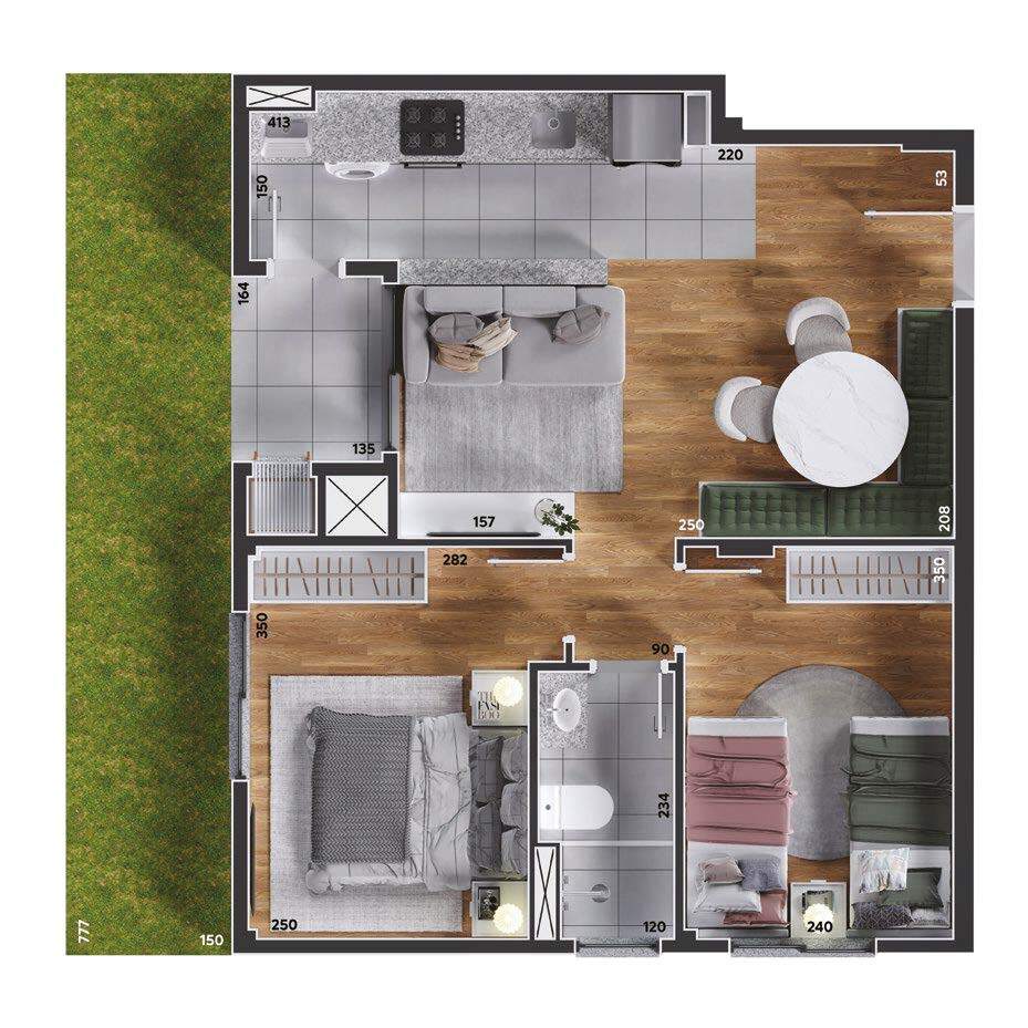 Planta 09 - 2 dorm 63,39m - garden