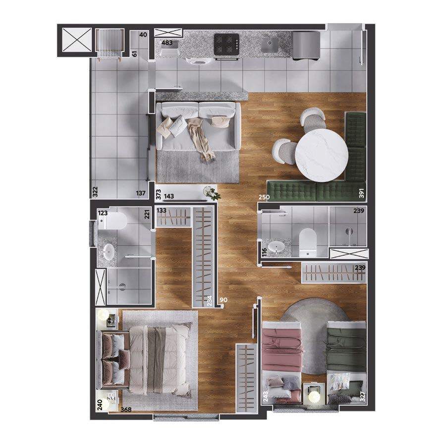 Planta 06 - 2 dorm 58,07m