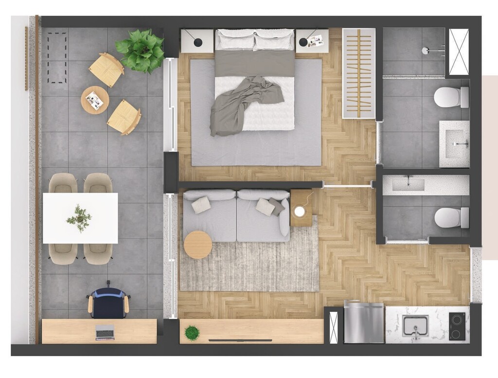 Planta 03 - 1 dorm 37m