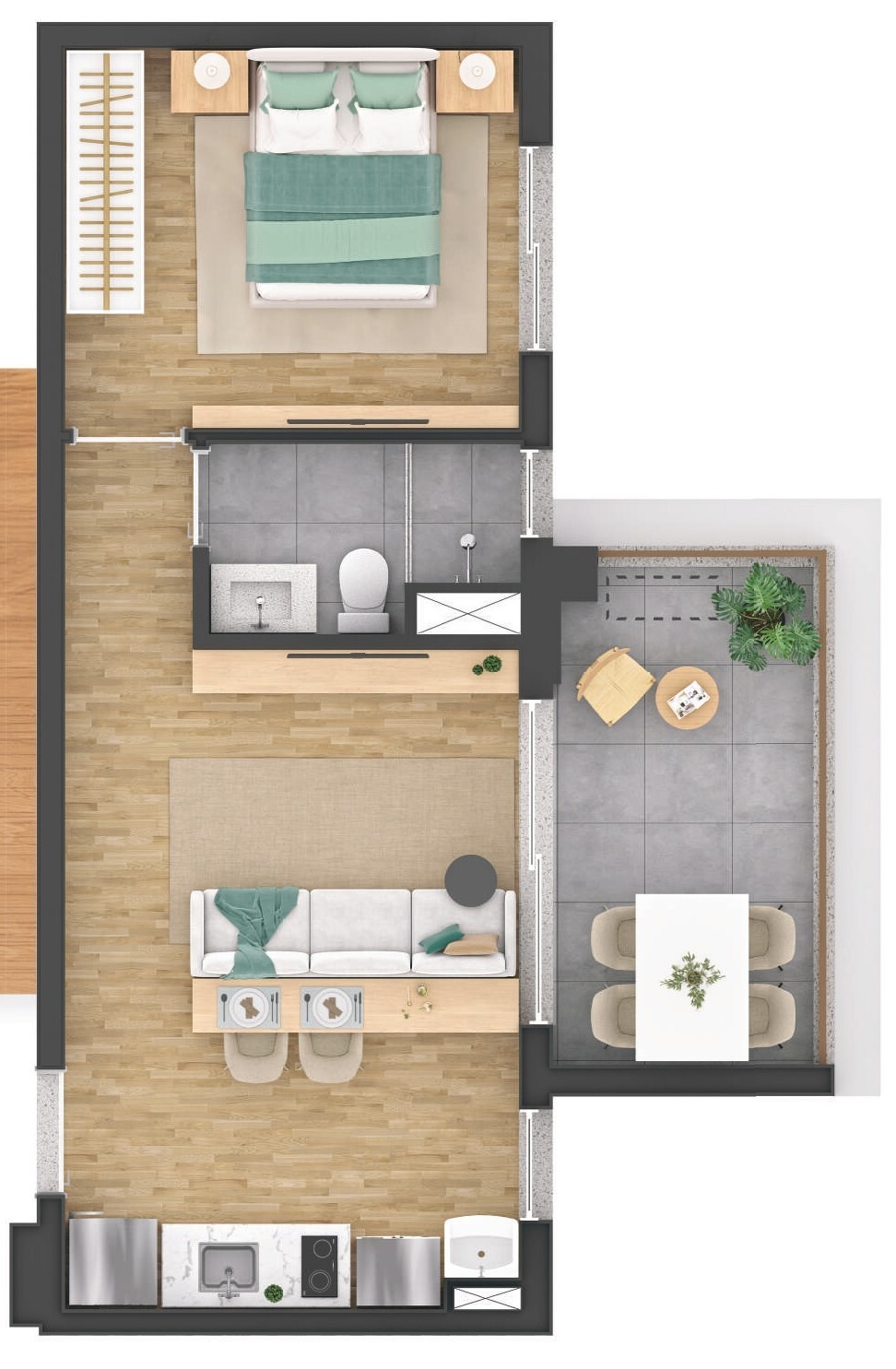 Planta 04 - 1 dorm 42m