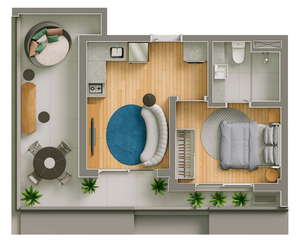 Planta 07 - 1 dorm 52m²