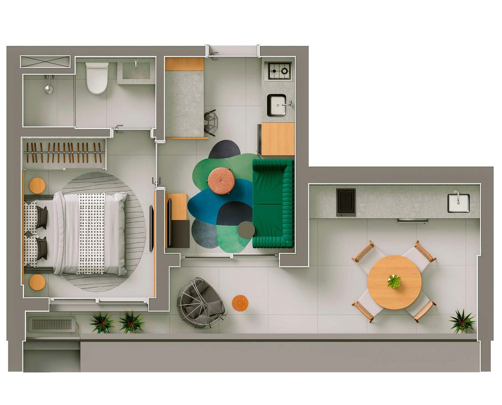 Planta 05 - 1 dorm 42m²