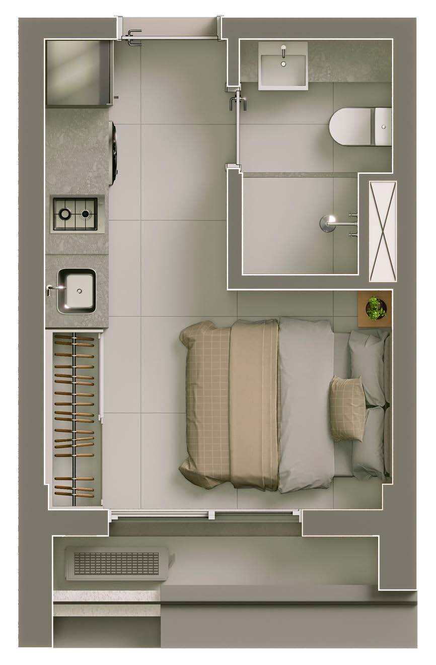 Planta 01 - 1 dorm 19m² - studio