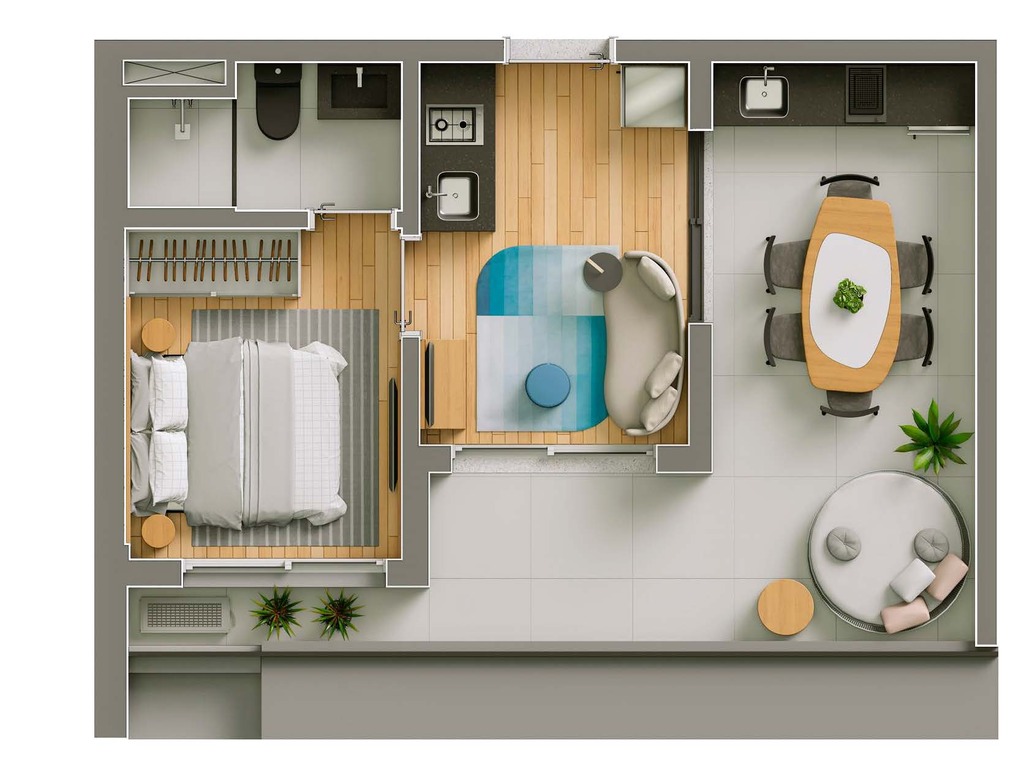 Planta 06 - 1 dorm 45m²