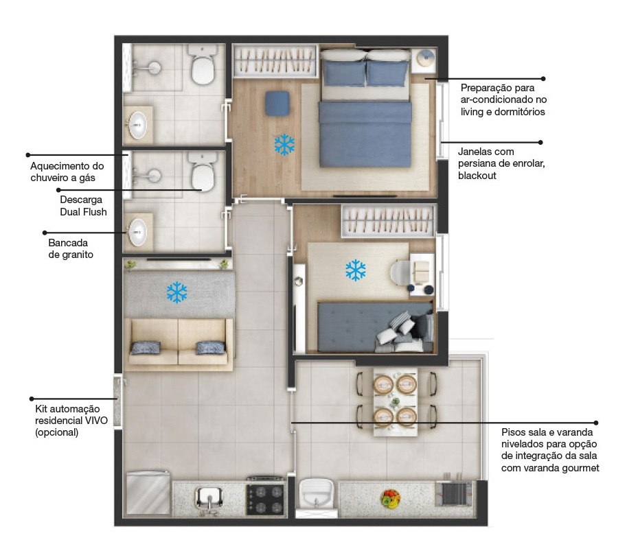 Planta 02 - 2 dorm 41,72m�