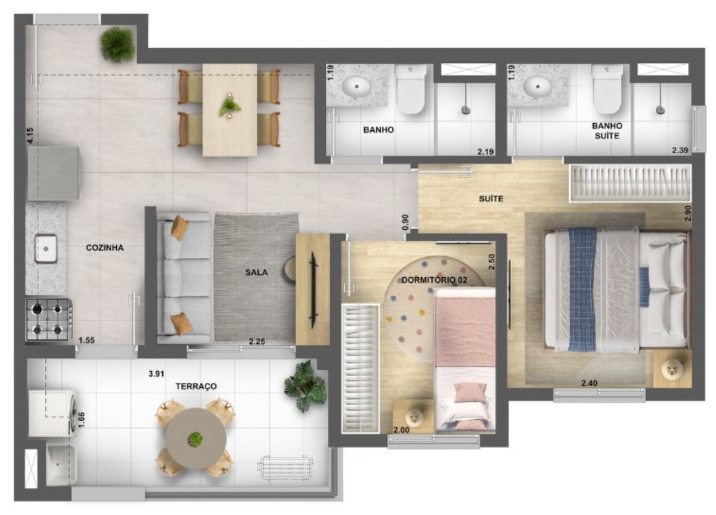 Planta 05 - 2 dorm 46,88m�