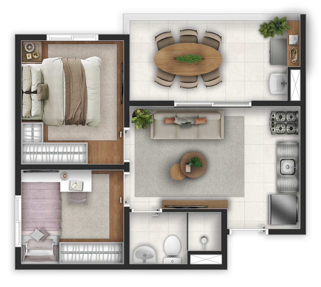 Planta 07 - 2 dorm 37m�