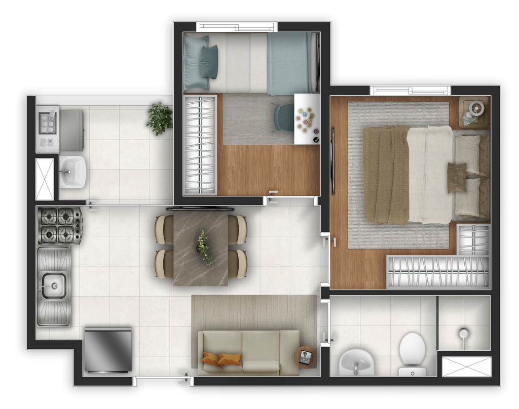 Planta 04 - 2 dorm 31m�
