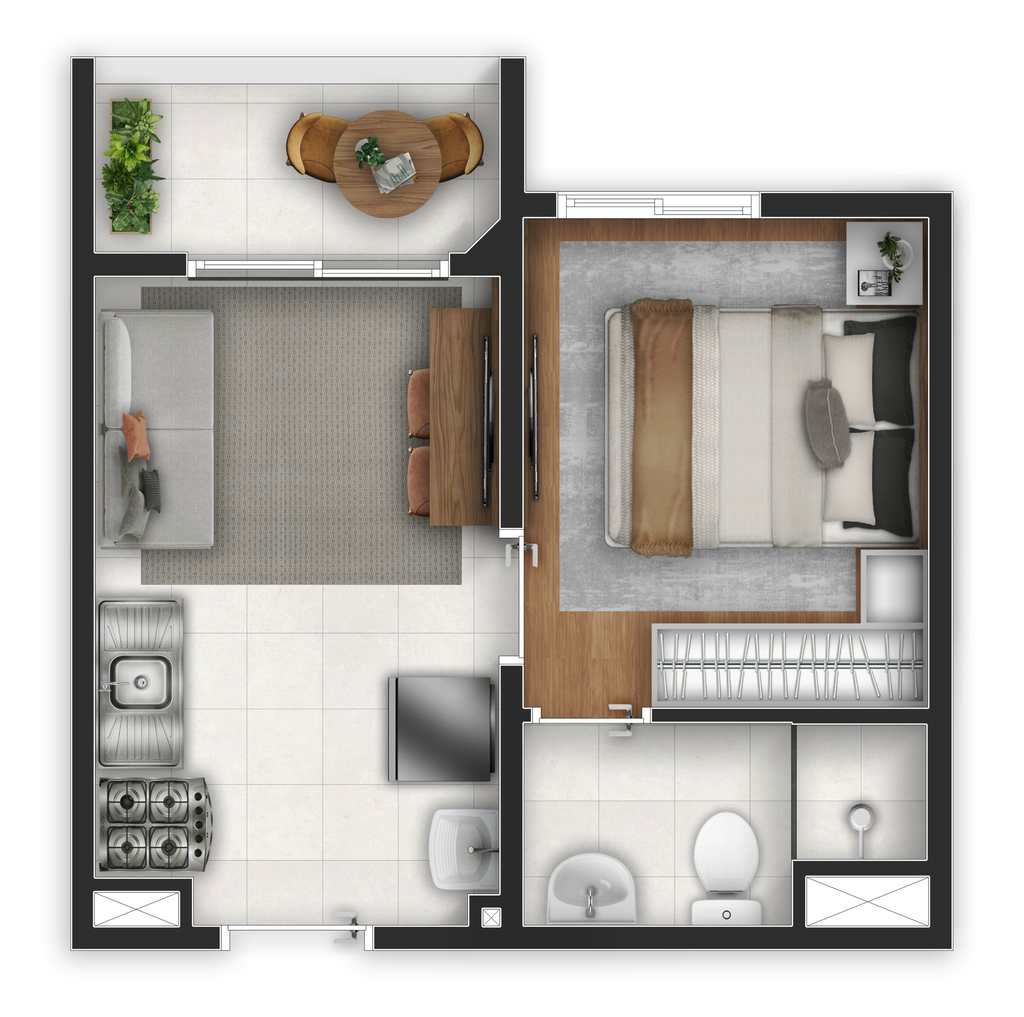 Planta 01 - 1 dorm 25m�