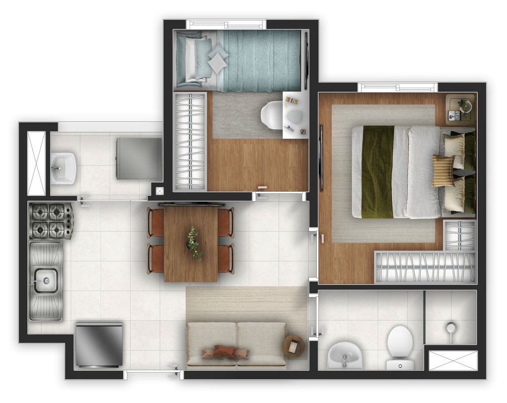 Planta 03 - 2 dorm 31m�