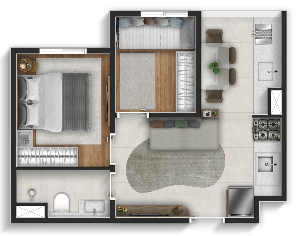 Planta 06 - 2 dorm 34m�