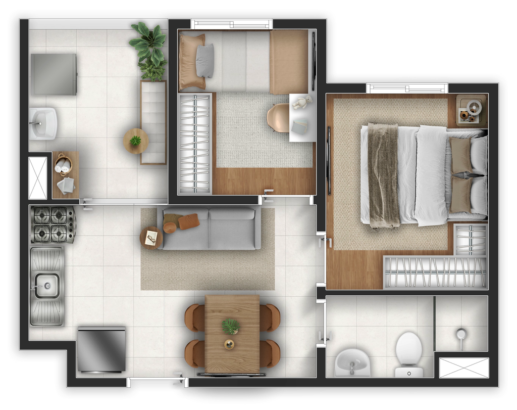 Planta 05 - 2 dorm 34m�