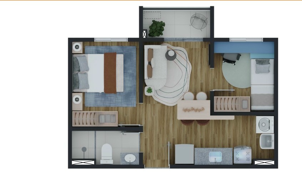 Planta 01 - 2 dorm 38m�