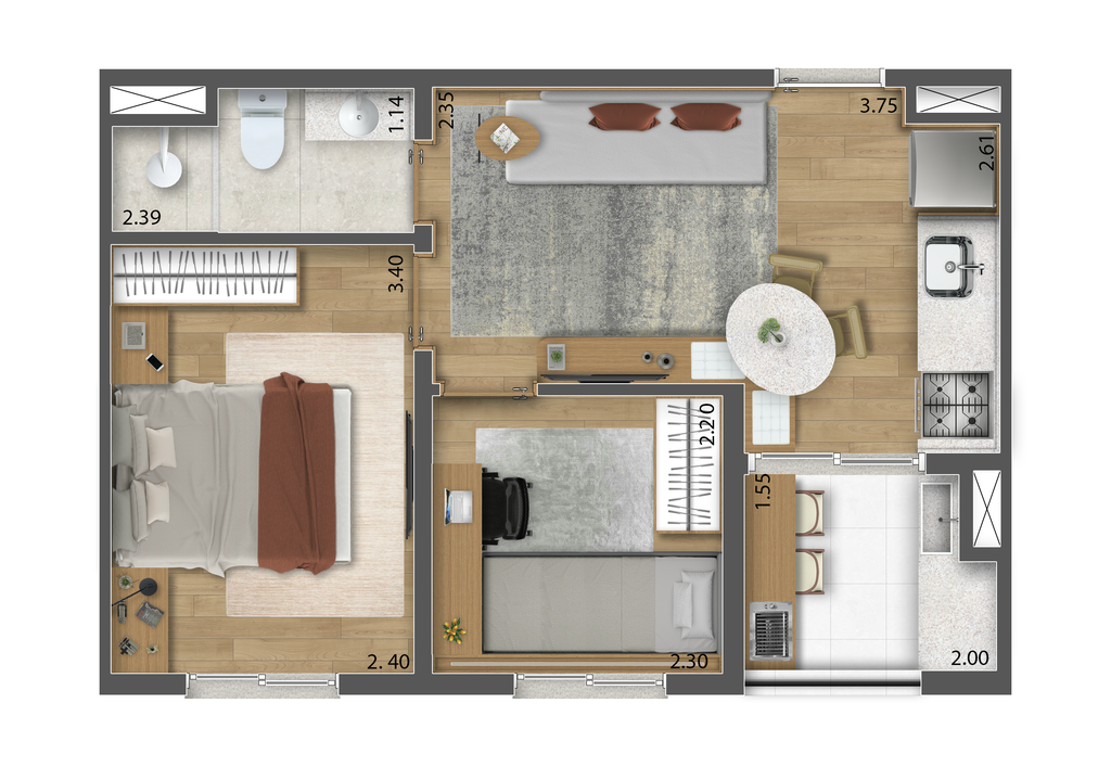 Planta Decorado 35m� 