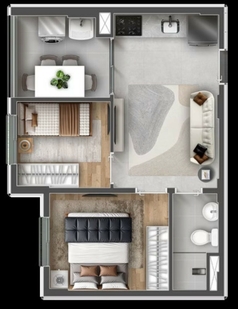Planta 03 - 2 dorm 34,74m�