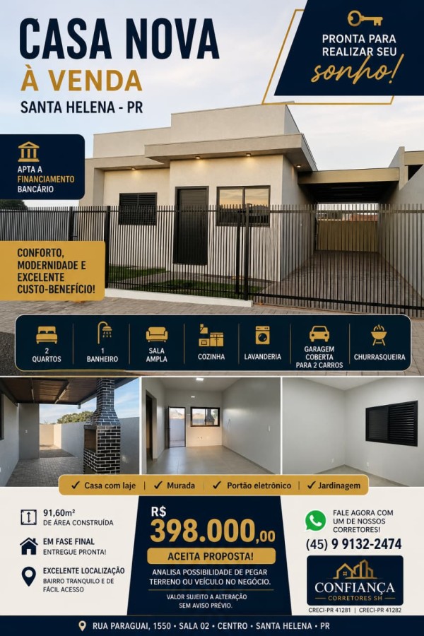 Casa para Venda, em Santa Helena, bairro Loteamento Verona, 2 dormit�rios
