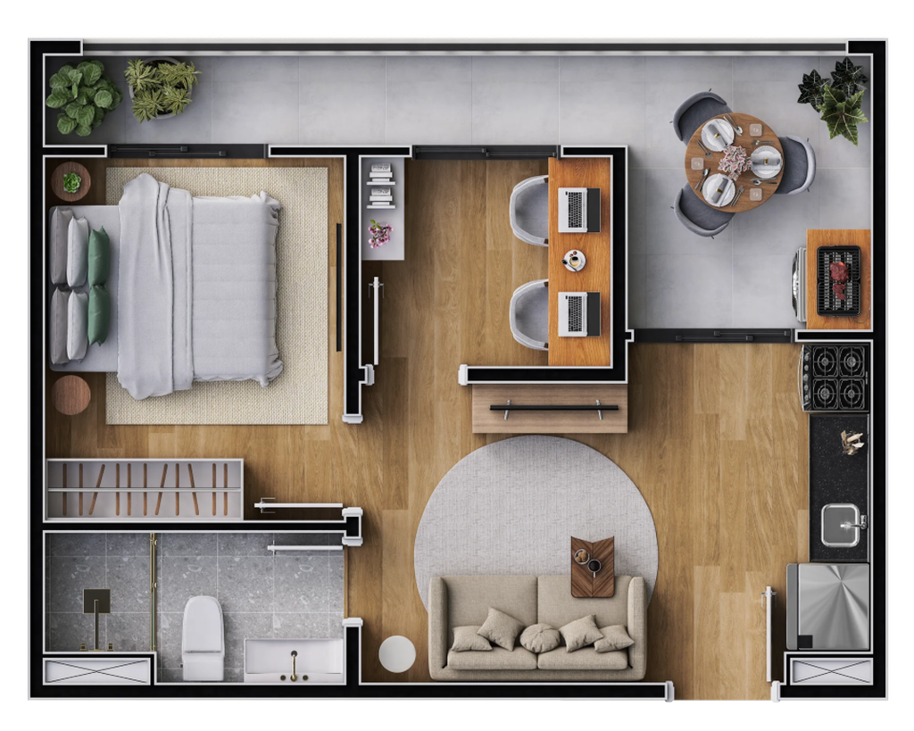 Planta 04 - 1 dorm 30,29m²