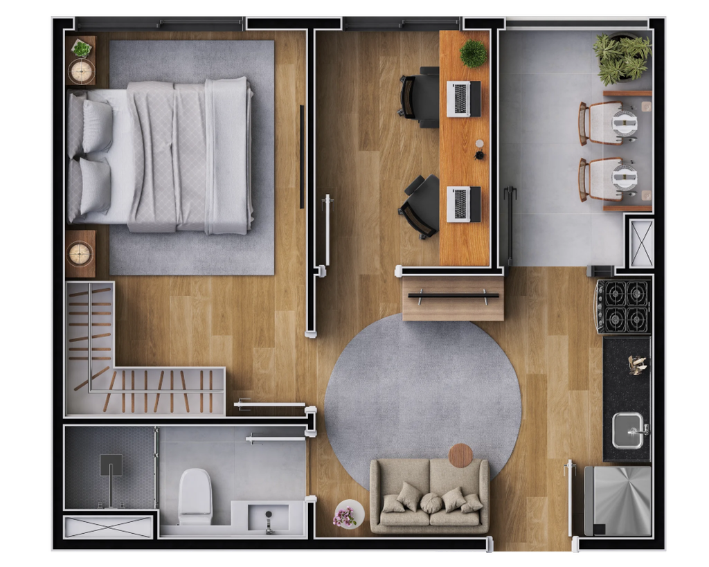 Planta 05 - 1 dorm 32,14m²