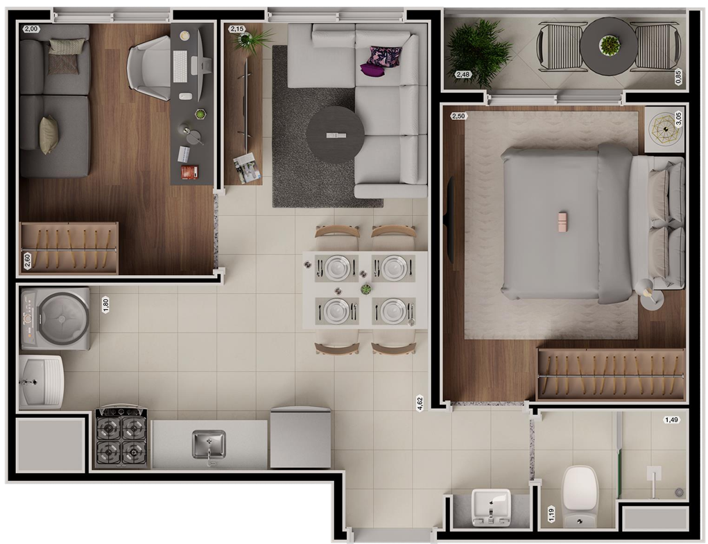 Planta 06 - 2 dorm 36m�