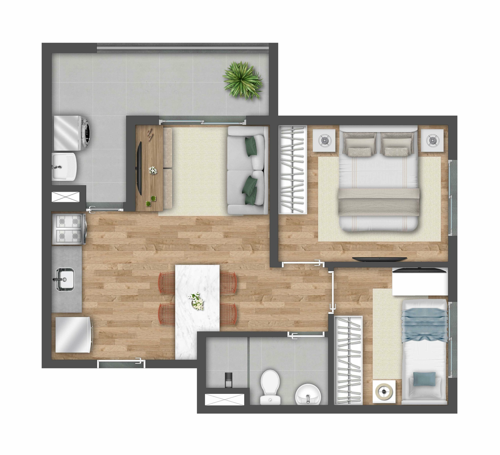 Planta 04 - 2 dorm 42m²