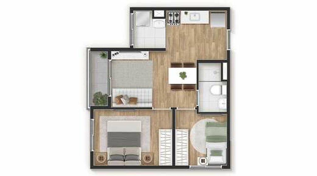 Planta 03 - 2 dorm 38m²
