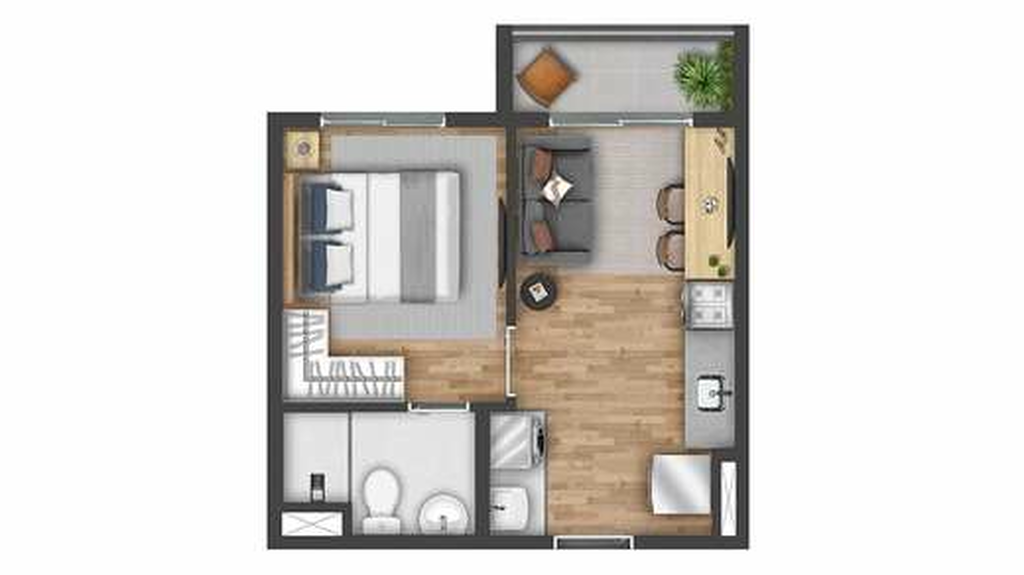 Planta 01 - 1 dorm 26m²