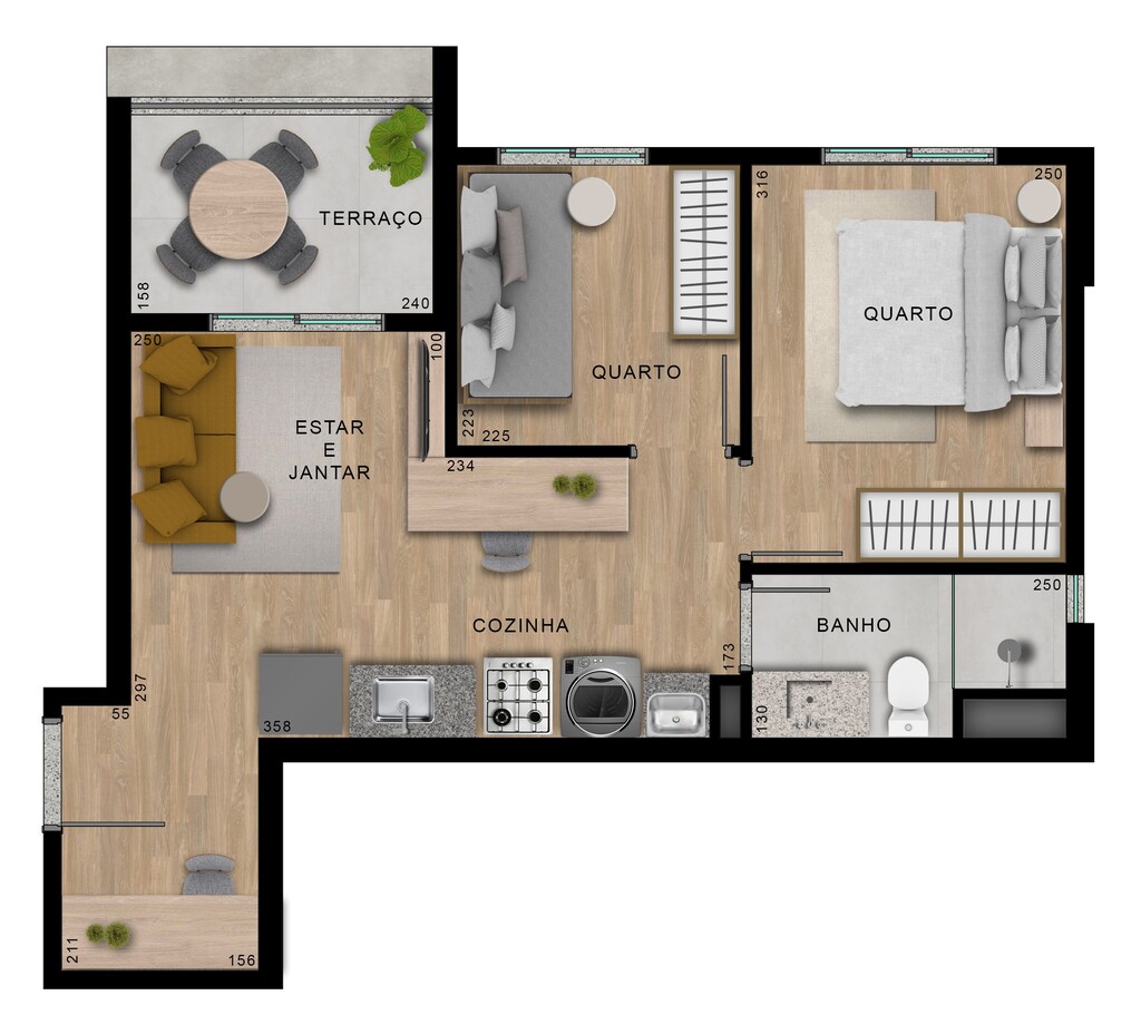 Planta 12 - 2 dorm 41,09m²