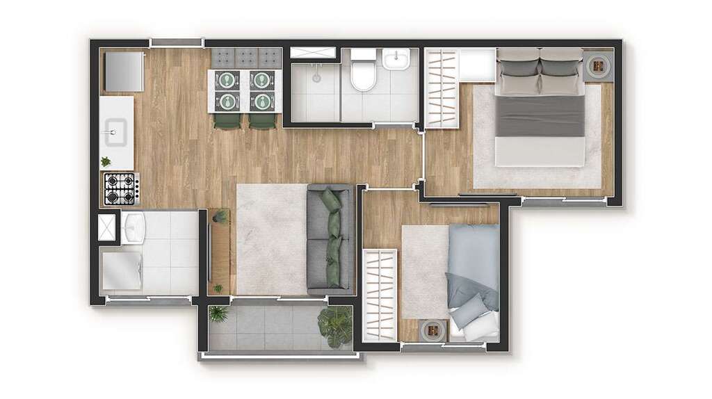 Planta 02 - 2 dorm 37m²
