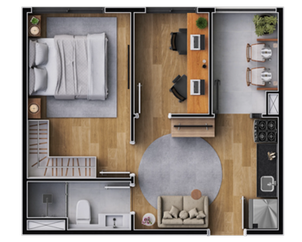 Planta 05 - 1 dorm 32,14m²