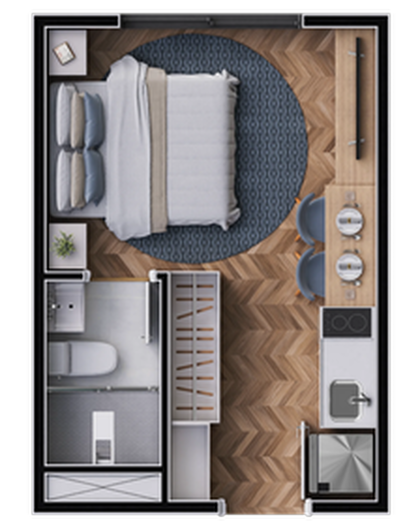 Planta 01 - 1 dorm 16,60m� - studio