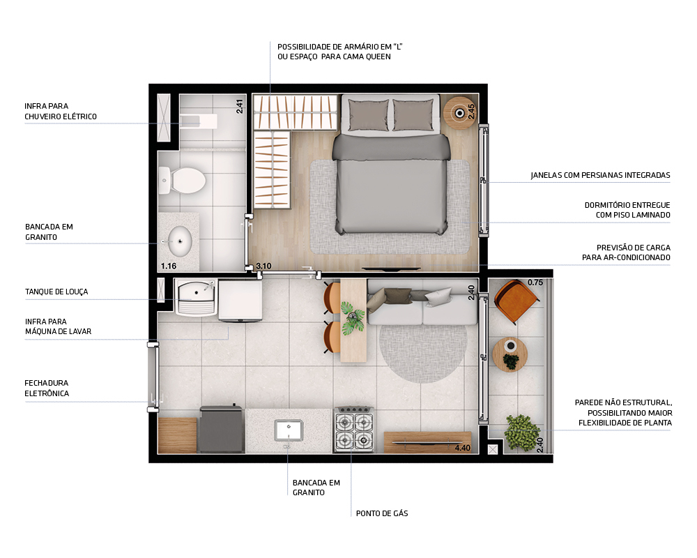 Planta 01 - 1 dorm