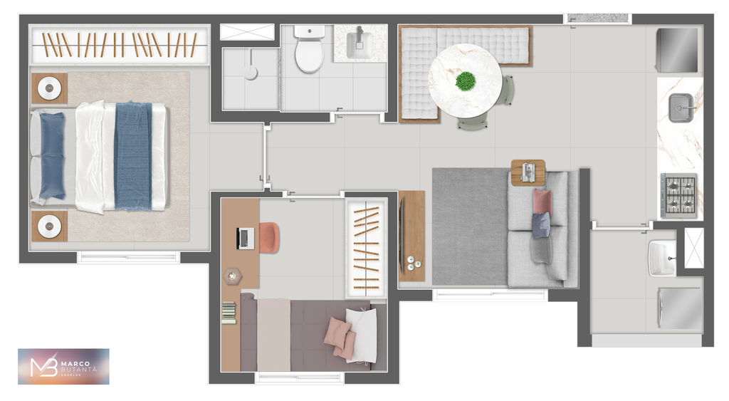 Planta - 04 - 2 dorm 37m²